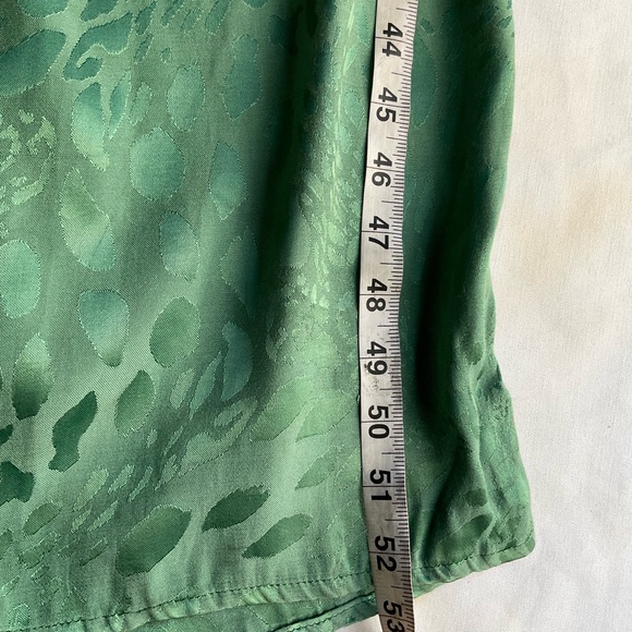 Topshop Green Jacquard Tie Neck Jumpsuit Long Sleeve Size US 2 Elegant - Picture 10 of 12